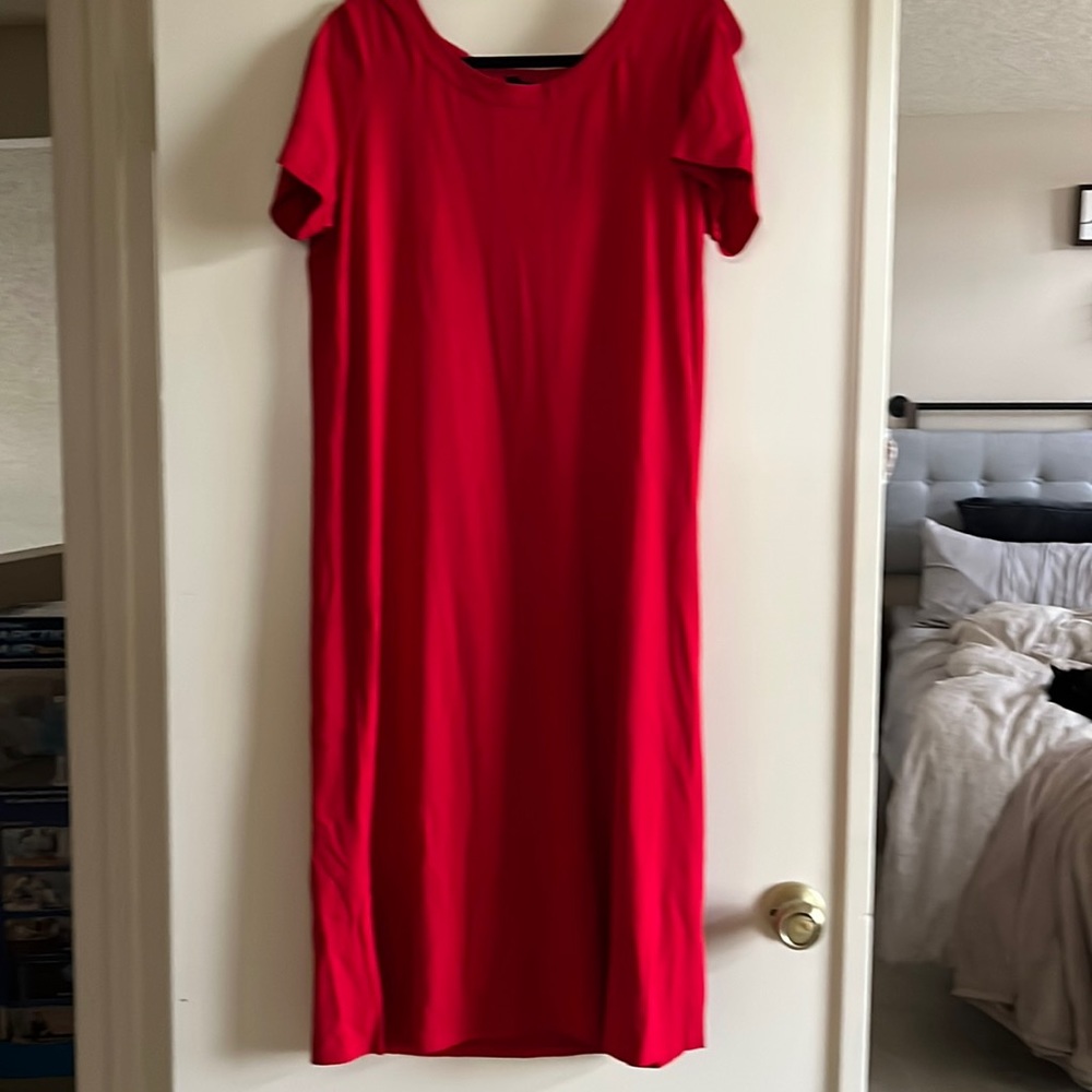 J Jill red t-shirt knit midi dress size M